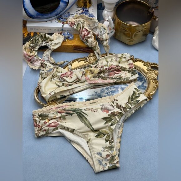 🆕 ZIMMERMANN KIDS 🧿 NWT Waverly Trim Frill Bikini Set, Cream Floral - Sz 10Y - Picture 5 of 11